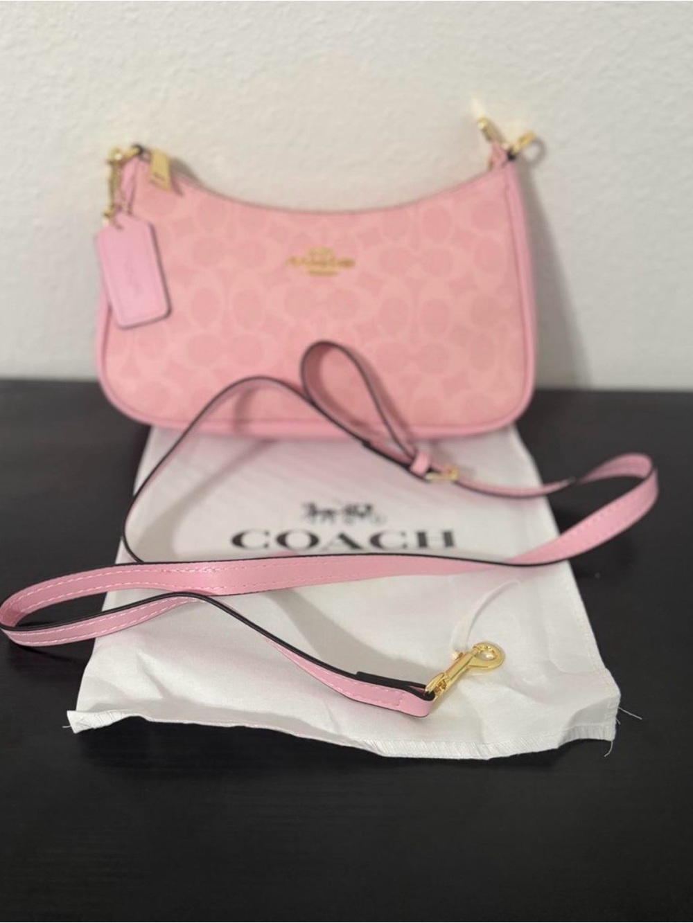 Coach Pink Signature Jacquard Shoulder Bag